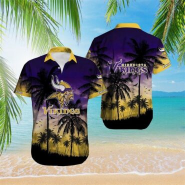 Minnesota Vikings Sunset Shadows Hawaiian Shirt