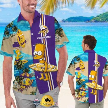 Minnesota Vikings Surf's Up Bart Hawaiian Shirt