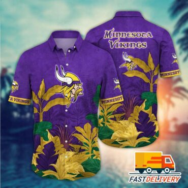 Minnesota Vikings Tropical Leaf Hawaiian Shirt