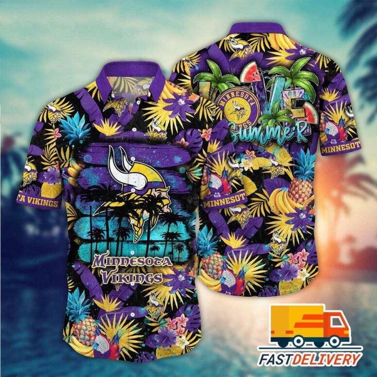 Minnesota Vikings Tropical Vibes Hawaiian Shirt