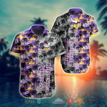 Minnesota Vikings Twilight Palm Breeze Hawaiian Shirt