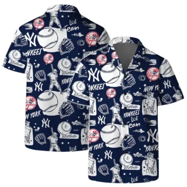 New York Yankees Baseball Sketch Hawaiian Shirt