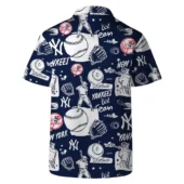 New York Yankees Baseball Sketch Hawaiian Shirt Back - TeeAloha