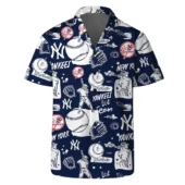 New York Yankees Baseball Sketch Hawaiian Shirt Front - TeeAloha