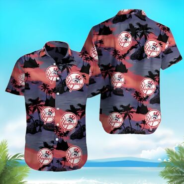 New York Yankees Beautiflul Sunset Palms Hawaiian Shirt