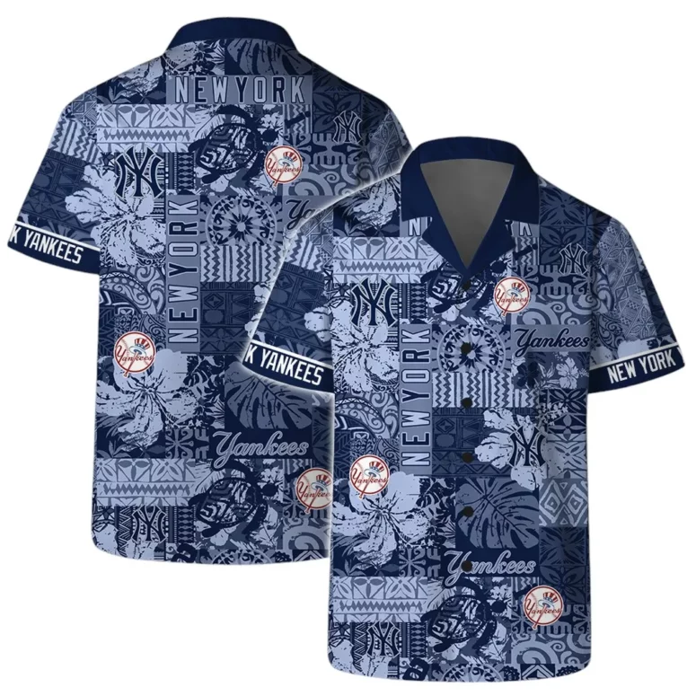 New York Yankees Blue Mosaic Hawaiian Shirt