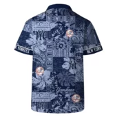 New York Yankees Blue Mosaic Hawaiian Shirt Back - TeeAloha