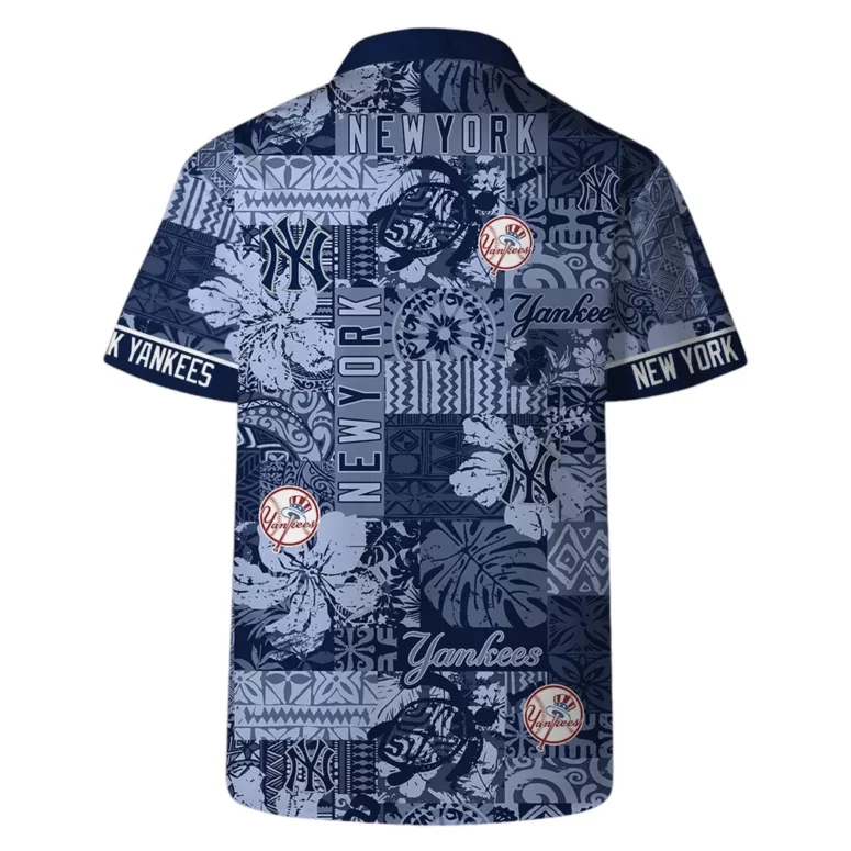 New York Yankees Blue Mosaic Hawaiian Shirt