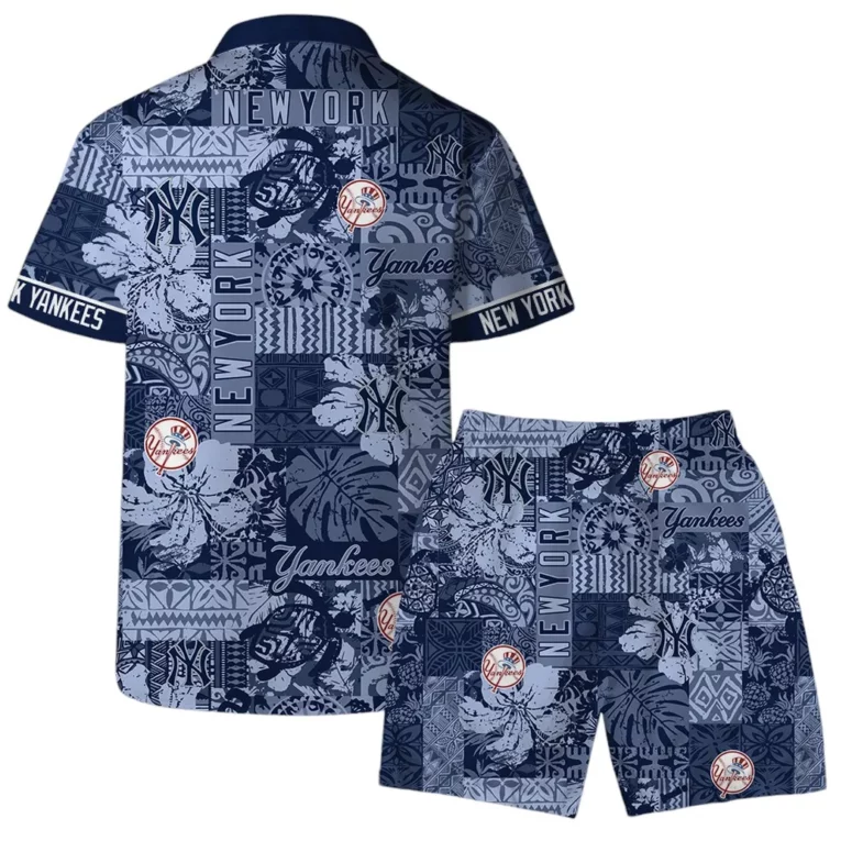 New York Yankees Blue Mosaic Hawaiian Shirt