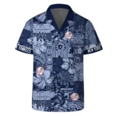 New York Yankees Blue Mosaic Hawaiian Shirt Front - TeeAloha