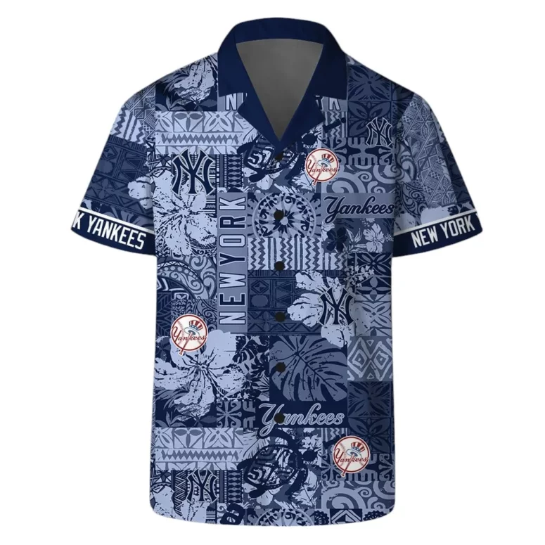 New York Yankees Blue Mosaic Hawaiian Shirt