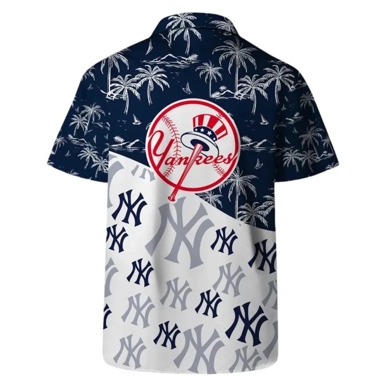 New York Yankees Coastal Logo Hawaiian Shirt