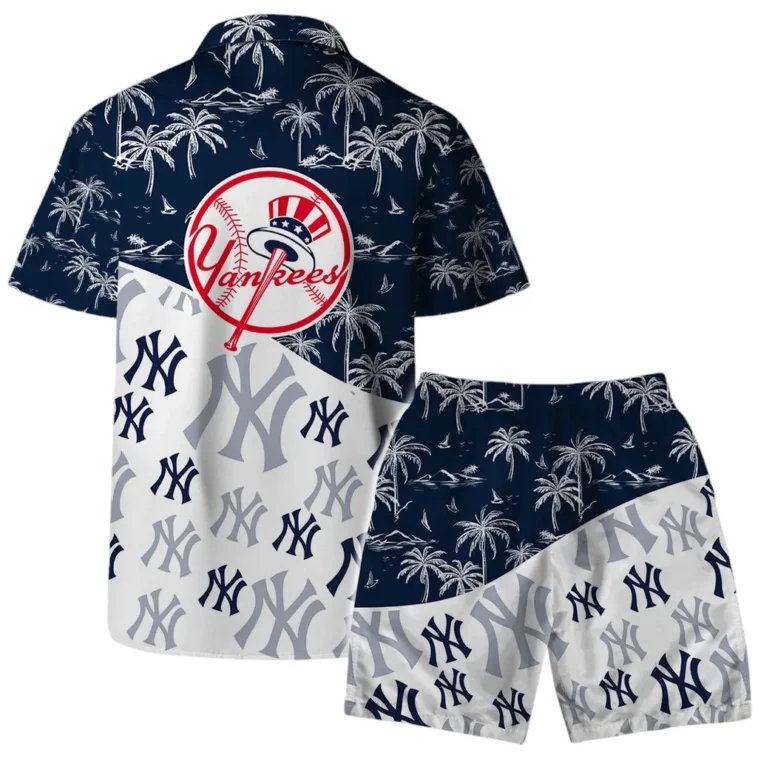 New York Yankees Coastal Logo Hawaiian Shirt