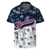 New York Yankees Coastal Logo Hawaiian Shirt Front - TeeAloha