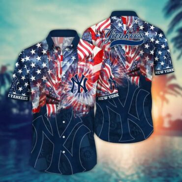 New York Yankees Fireworks Freedom Hawaiian Shirt