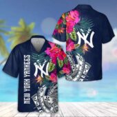 New York Yankees Floral Fusion Hawaiian Shirt