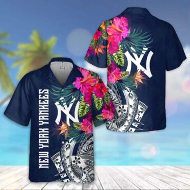 New York Yankees Floral Fusion Hawaiian Shirt