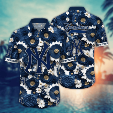 New York Yankees Floral Luxe Hawaiian Shirt