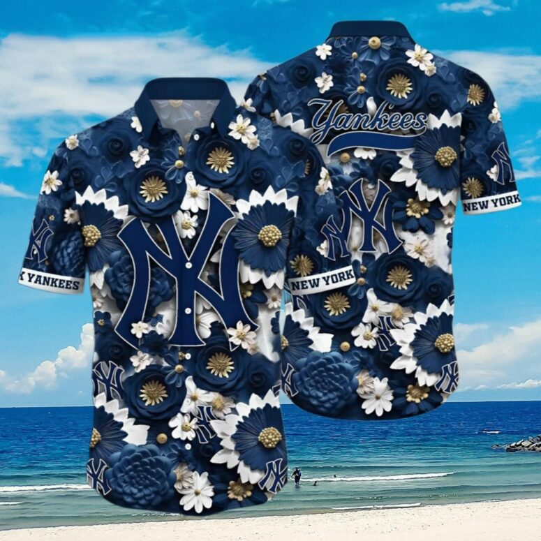 New York Yankees Floral Paradise Hawaiian Shirt