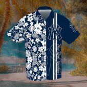 New York Yankees Floral Stripe Hawaiian Shirt