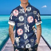 New York Yankees Heritage Icons Hawaiian Shirt Mockup Front Man - TeeAloha