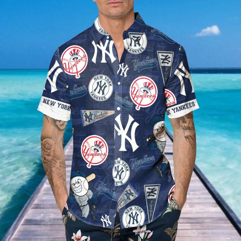 New York Yankees Heritage Icons Hawaiian Shirt