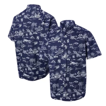 New York Yankees Island Vibes Navy Hawaiian Shirt