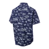 New York Yankees Island Vibes Navy Hawaiian Shirt Back - TeeAloha
