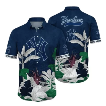 New York Yankees Jungle Foliage Hawaiian Shirt