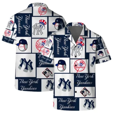 New York Yankees Logo Block Hawaiian Shirt