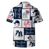 New York Yankees Logo Block Hawaiian Shirt Back - TeeAloha