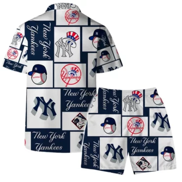 New York Yankees Logo Block Hawaiian Shirt