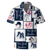 New York Yankees Logo Block Hawaiian Shirt Front - TeeAloha