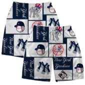 New York Yankees Logo Block Hawaiian Short - TeeAloha