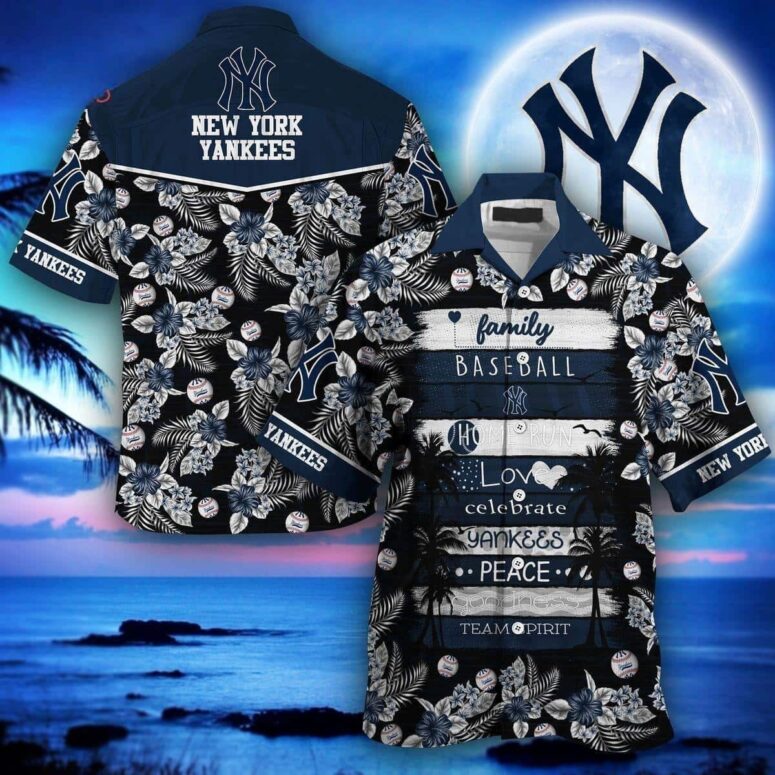 New York Yankees Moonlight Palm Hawaiian Shirt