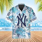 New York Yankees Ocean Breeze Hawaiian Shirt Front - TeeAloha