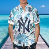 New York Yankees Ocean Breeze Hawaiian Shirt Mockup Front Man - TeeAloha