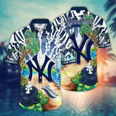 New York Yankees Sunset Surf Bug Hawaiian Shirt