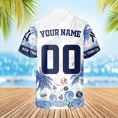 New York Yankees Ocean Waves Hawaiian Shirt Back - TeeAloha