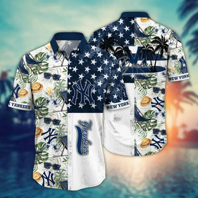 New York Yankees Palm Paradise Hawaiian Shirt