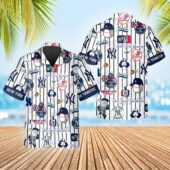 New York Yankees Pinstripe Mascot Hawaiian Shirt 2 Side - TeeAloha