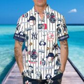 New York Yankees Pinstripe Mascot Hawaiian Shirt Mockup Front Man - TeeAloha