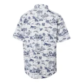 New York Yankees Pinstripe Tropics Hawaiian Shirt Back - TeeAloha