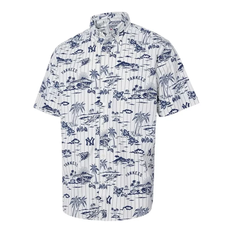 New York Yankees Pinstripe Tropics Hawaiian Shirt