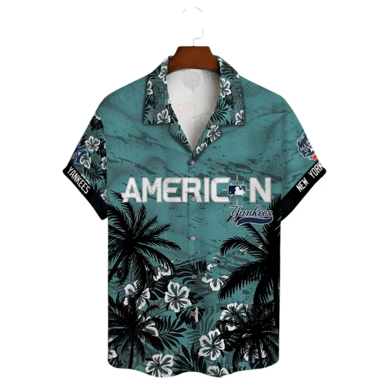 New York Yankees Teal Tropics Hawaiian Shirt