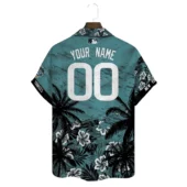 New York Yankees Teal Tropics Hawaiian Shirt Back - TeeAloha