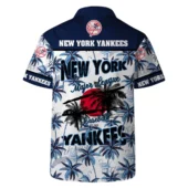 New York Yankees Team Logo Coconut Tree Pattern Hawaiian Shirt Back - TeeAloha