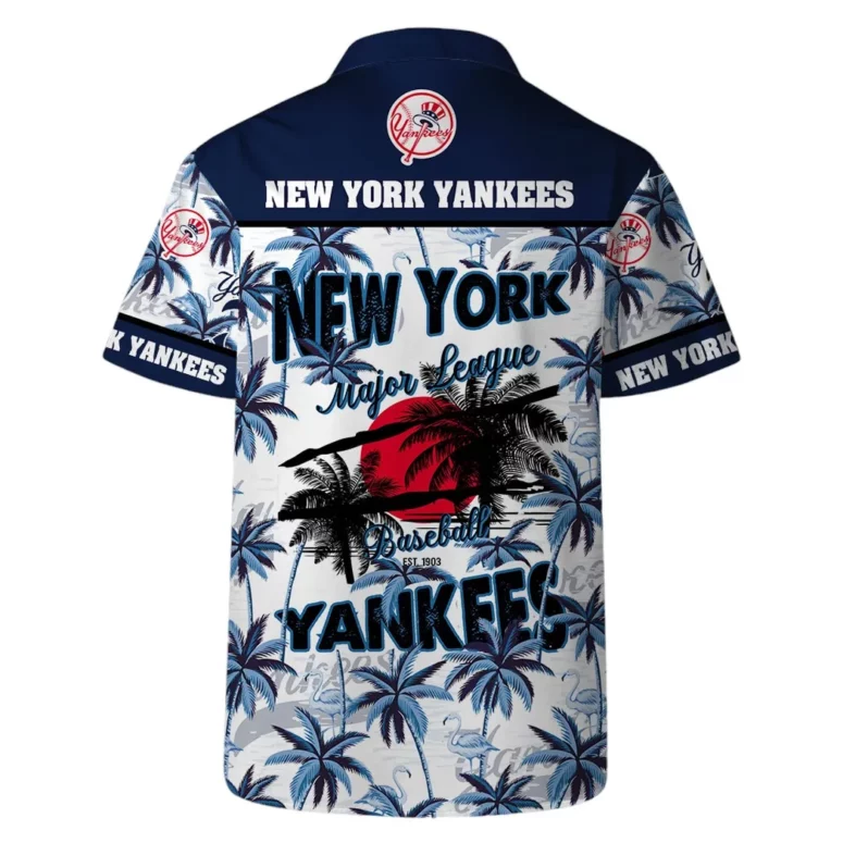 New York Yankees Team Logo Coconut Tree Pattern Hawaiian Shirt