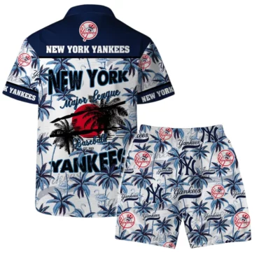 New York Yankees Team Logo Coconut Tree Pattern Hawaiian Shirt