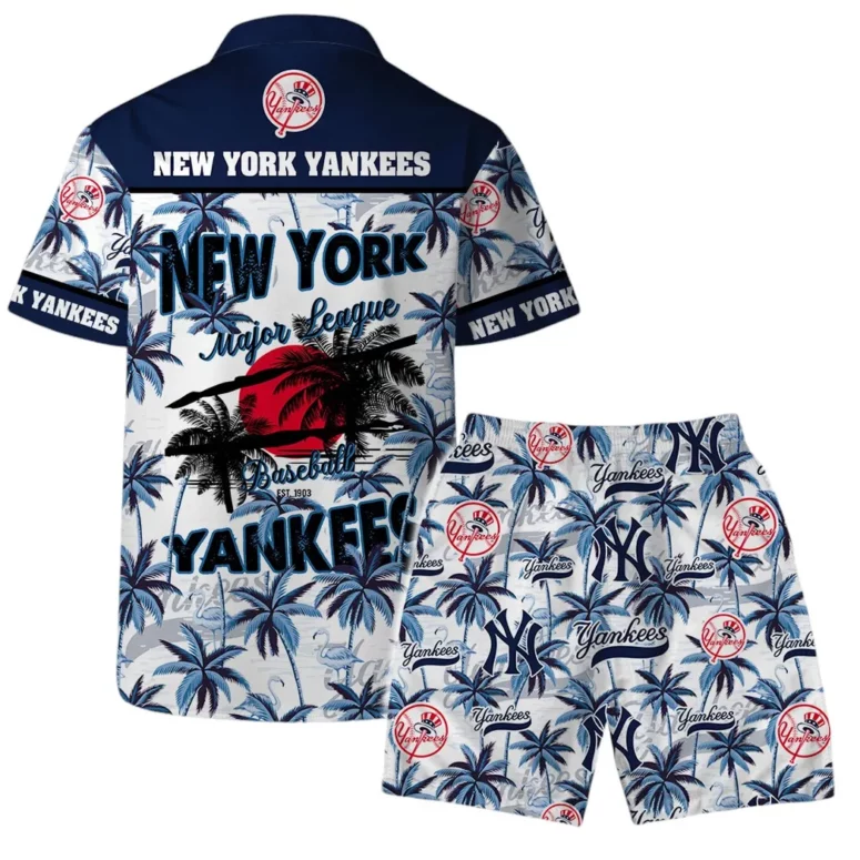 New York Yankees Team Logo Coconut Tree Pattern Hawaiian Shirt